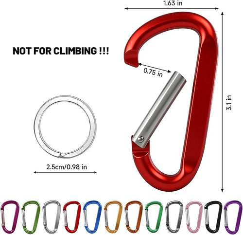 12PCS Carabiner Keychain Clip - 3" Aluminum Caribeener Key Clip,D Ring Shape Nonlocking Carabeaner Hook Buckle,Multi-Function Spring Snap Key Clips Tool for Home,Camping,Hiking,Traveling,Backpack
