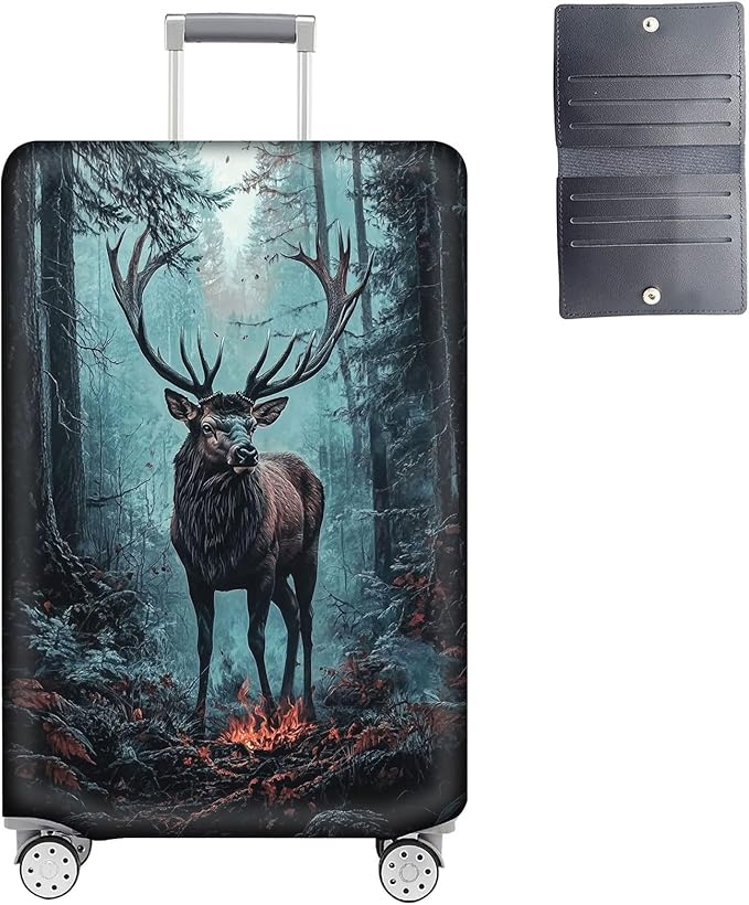 Luggage Cover Protector for 19-20 Inch Suitcases, TSA Approved Elastic Travel Suitcase Covers, Anti-Scratch Washable Luggage Sleeve for Carry On & Checked Bags, Enormous Stag