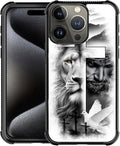 for iPhone 16 Pro Max Case, Lion Cross Jesus Christ Dove Pattern Graphic Design Girl Boy Soft Silicone Hard Acrylic Shock Protection for iPhone 16 Pro Max