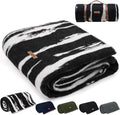Molithe 100% Wool Blanket, 62" x 86", Warm, Thick, Washable, Military Wool Blanket, Great for Camping, Outdoors, Sporting Events, Survival Kits,Black White Striped
