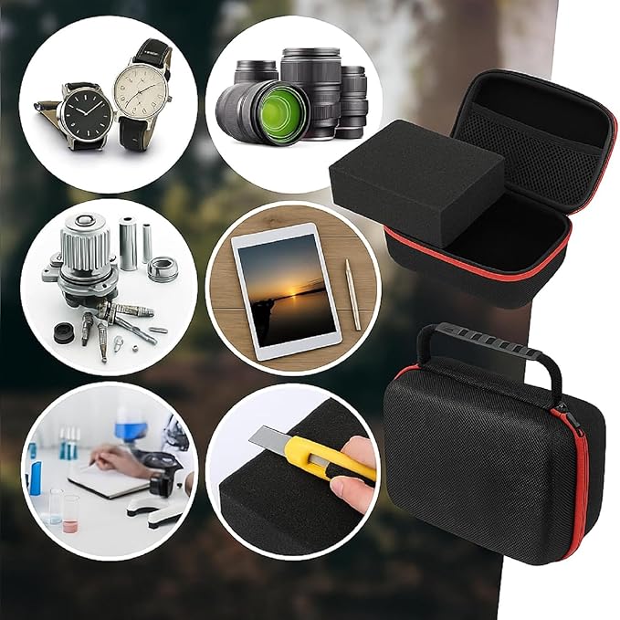 Relaxweex EVA Hard Case with Customizable Foam 7.8 x 6.3 x 3.5 Inch Protective EVA Carrying Case Shockproof Outdoor for Camera, Digital Products, Electronic Instruments with Knife, Black and Red