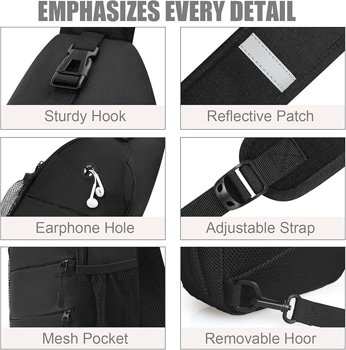 Pritent Crossbody Bags for Women Men Trendy Sling Bag Backpack Casual Chest Bag with Convertible Shoulder Strap