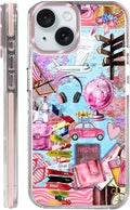 Case for iPhone 13/14,[Compatible with MagSafe],Cover Holiday Trip World Map Phone Case Design，for Women Girls Magnetic Clear Cover - Slim, Sleek, & Shockproof Protection