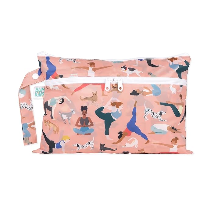 Bumkins Waterproof Wet Dry Clutch Bag for Baby, Travel, Swim Suit, Cloth Diapers, Pump Parts, Pool, Gym Clothes, Toiletry, Hook to Stroller, Pack for Daycare, Zip Bag, Packing Pouch, Yoga Pals