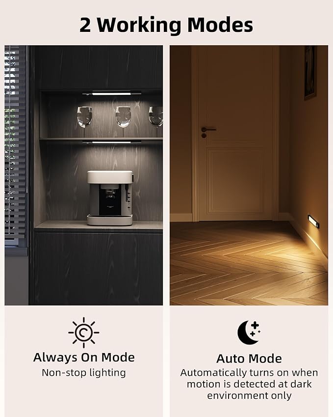 EZVALO Under Cabinet Lighting, Wireless Closet Lights, 30 LED Rechargeable Motion Sensor Light, Dimmable, 3 Color Temperatures, Counter Lights for Kitchen, Pantry, Bedroom, Wardrobe(3 Pack, Black)