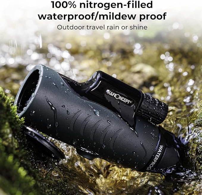 K&F Concept HD 12X42 Monocular Telescope for Smartphone, High Power Monoculars for Adults, BAK4 Prism IP68 Waterproof Compact Monocular Scope for Bird Watching Hunting with Hand Strap
