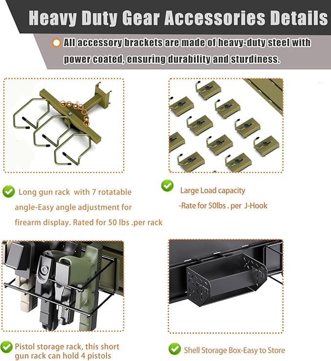 Wall Rack System - Heavy-Duty Aluminium Tactical Storage for Rifles, Carbines, Shotguns & Handguns, Modular Slatwall Organizer Holds up to 3 Rifles, 7 Pistols & 4 Mags