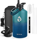 RAYMYLO One Gallon Water Bottle Insulated, Triple Walled Vacuum Stainless Steel (Cold for 48 Hrs), Leak Proof & Non-BPA, Large Water Flask Jug with Paracord Handle & Straw Spout Lids