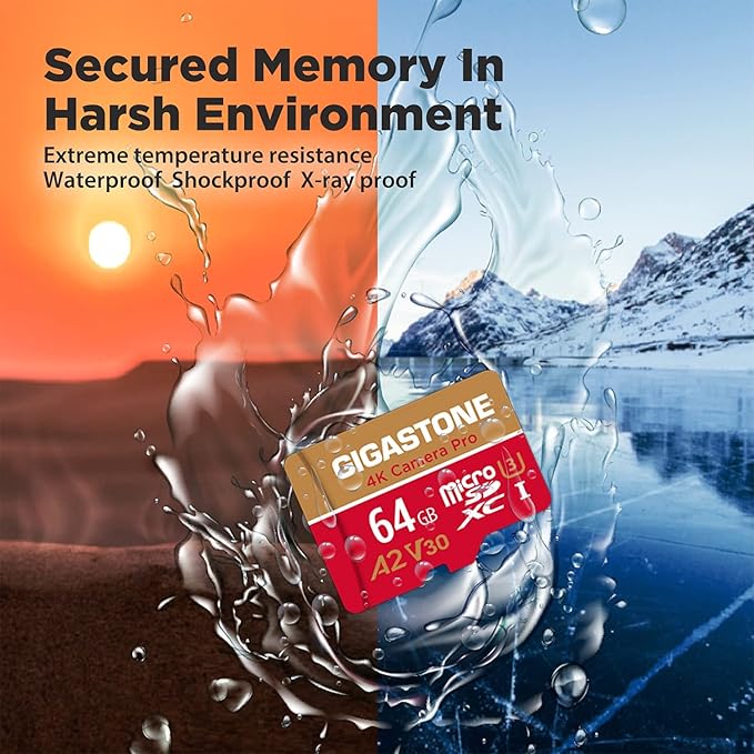 【5-Years Data Recovery】 GIGASTONE 64GB Micro SD Card 10-Pack, 4K Camera Pro, for GoPro, Security Camera, Wyze, DJI, Drone, Dash Cam, R/W up to 95/35MB/s MicroSDXC Memory Card UHS-I U3 A2 V30