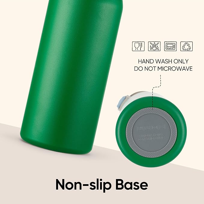 Fijinhom 32 oz Insulated Water Bottle with 2-in-1 Straw and Spout Lid, Stainless Steel Double Wall Vacuum Flask, Sports Water Bottle Keeps Cold 24H, Leak Proof for Gym, Outdoor, Travel (Green)