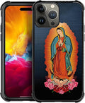 for iPhone 15 Pro Max Case, Red Virgen Guadalupe Pattern Graphic Design Girl Boy Soft Silicone Hard Acrylic Shock Protection for iPhone 15 Pro Max