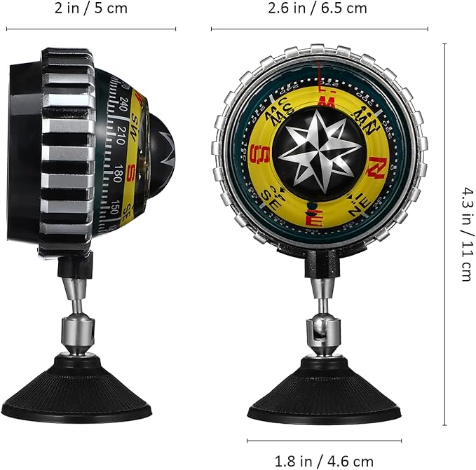 Milisten Dashboard Compass Ball with Suction Cup for Car and Boat Navigation Compact Automotive and Marine Directional Accessory