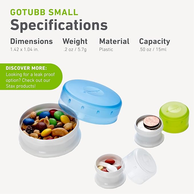 humangear GoTubb – Storage Containers for Snacks, Small Essentials and Travel Gear, Made from Food-Safe Materials, Black, Small (3-pack)