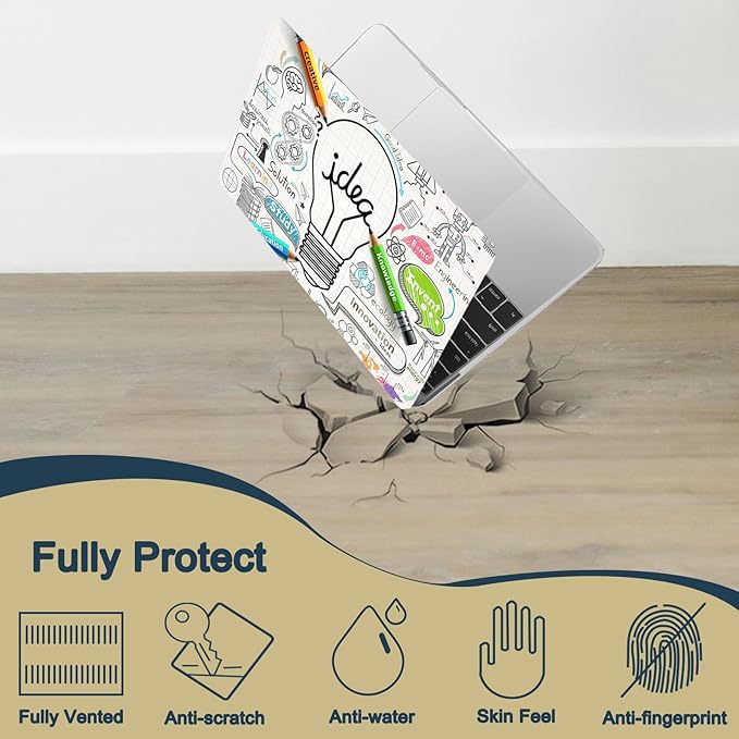 Case Cover for MacBook Pro 14 inch 2025-2021 Release M4 M3 M2 M1 Pro/Max (Model A2442 A2779 A2918 A2992 A3112 A3185 A3401),14.2" Hard Case & Soft Keyboard Cover,Science Bulb