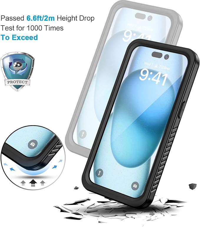 Lanhiem Magnetic for iPhone 15 Case, Waterproof Dustproof Cover [Built in Screen Protector] [Compatible with MagSafe], Full Body Heavy Duty Protective Phone Case for iPhone 15-6.1”(Black)