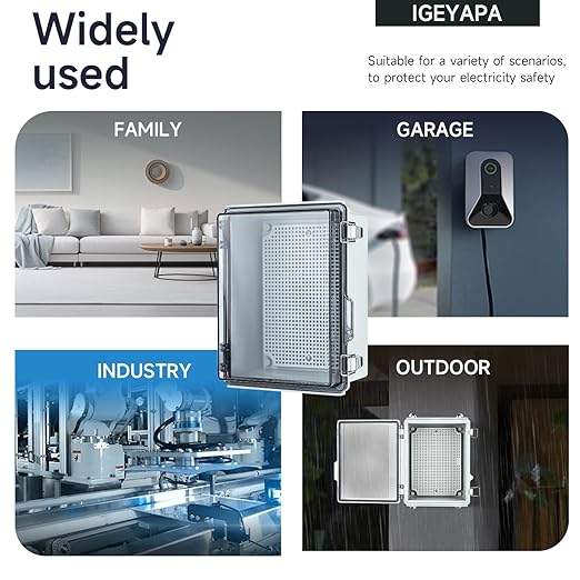 Waterproof Electrical Junction Box，IP67 Waterproof Clear ABS Plastic Enclosure Boxes for Outdoor Network Enclosure with Hinged Cover, Mounting Plate, Wall Brackets, Cable Glands (11.4"x7.5"x5.5")