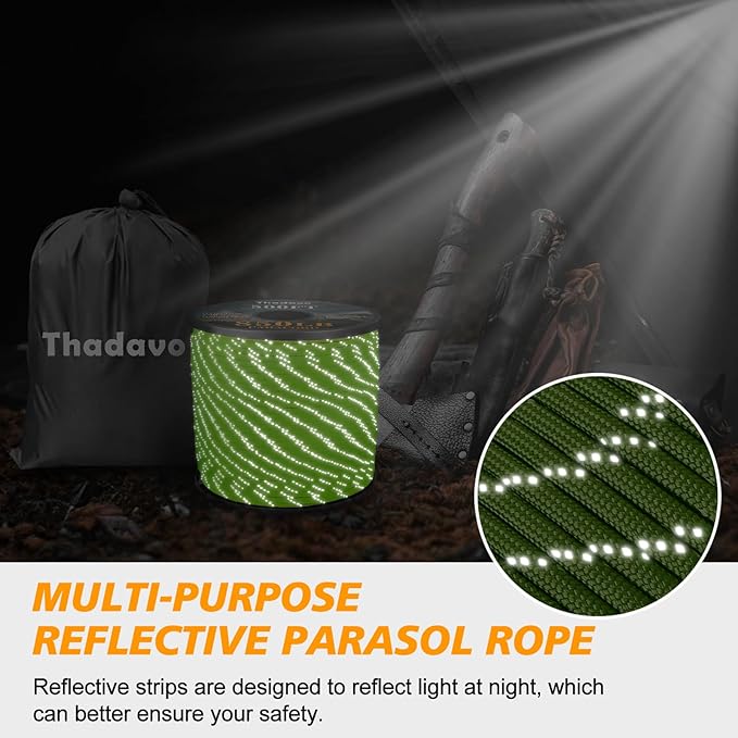 850Ib Reflective Paracord Rope, 50/100/200/500/1000ft 4MM 11 Strand Parachute Spool Cord, Paracord Lanyard String for Tent, Camping, Hiking, Fishing, Survival Bracelet, Neon Green 1000FT