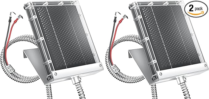 POWOXI 12V Solar Panel for Deer Feeder: 1.7W Waterproof Solar Battery Charger with Mounting Bracket Alligator Clip Feeder 12 Volt Solar Panel (Pack of 2)