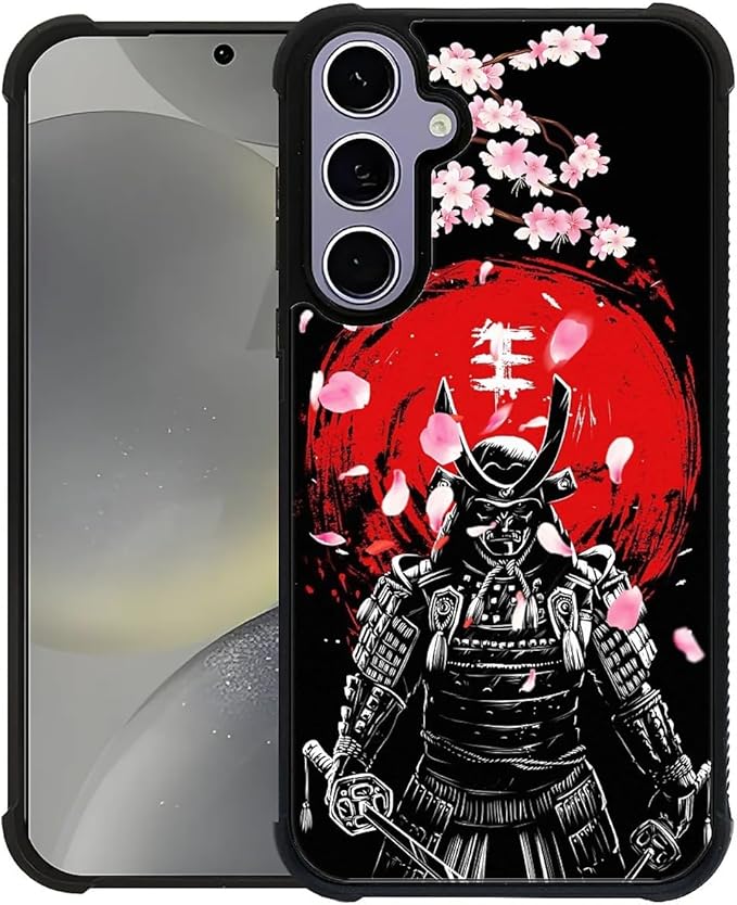 for Samsung Galaxy S24 S25 Case, Sakura Japanese Samurai Pattern Graphic Design Girl Boy Soft Silicone Hard Acrylic Shock Protection for Samsung Galaxy S24 S25