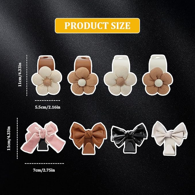 2PCS Car Hooks for Purses and Bags, Cute Bow Car Seat Headrest Hook, Car Accessories Multipurpose Back Seat Hanger Storage Organize Universal for Vehicles (2PCS-Brown Bowknot)