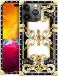 Compatible with iPhone 15 Pro Case, Gold Grain Flowers Luxury Golden Decoration for Girl Women Soft TPU Shockproof Protective Hard PC Back for iPhone 15 Pro