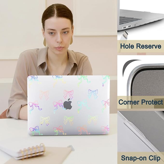 Hard Case for New MacBook Air 13 inch M2 M3 M4 2022 2024 2025 Release (Model A3240 A3113 A2681),13.6" Protective Case Cover & Keyboard Cover for Laptop Air 13.6",Colorful Bow