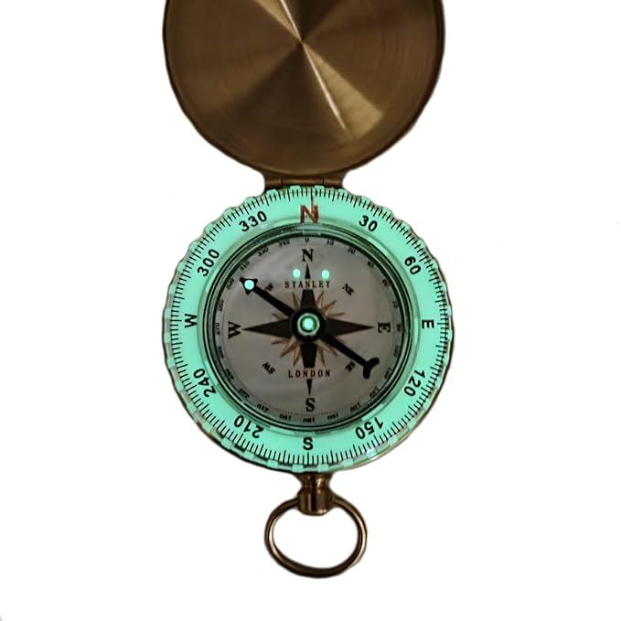 Glow in the Dark Brass Pocket Compass for Kids – Waterproof Navigation Tool for Camping, Hiking, Backpacking, Orienteering, Hunting, Survival Gear, Outdoor Safety & Adventure Gift
