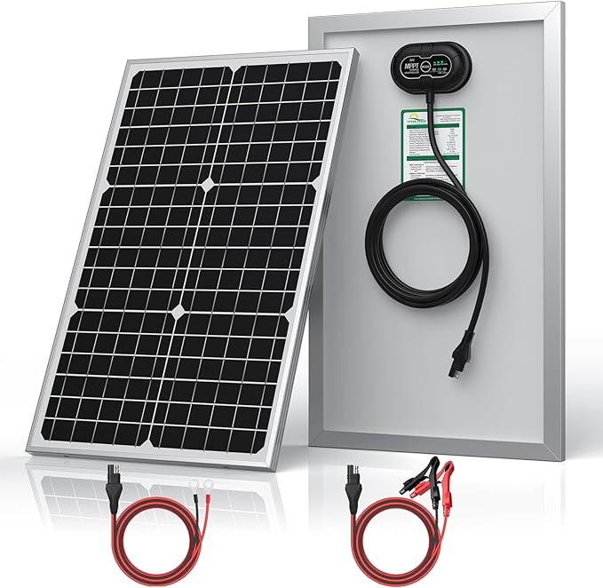 SUNER POWER 24V 30W Solar Battery Charger Maintainer, Built-in Ultra Smart MPPT Charge Controller, Waterproof 30 Watt Solar Panel Trickle Charging Kit for 24Volt AGM, Lead-Acid, Lifepo4 Battery