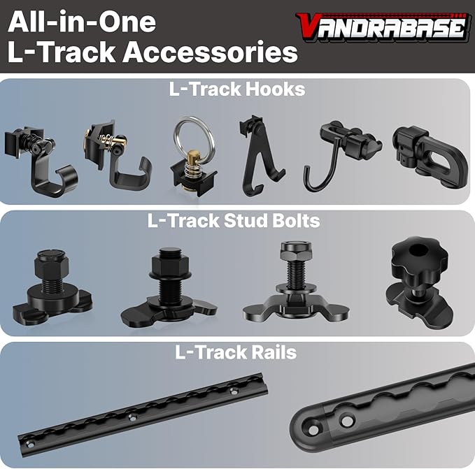 4 Pack L Track Hooks with Single Stud Fitting, Spring-Loaded Adjustable Gear Hook, Aluminum L Track Accessories for Trailer, Truck, Garage, Tie Down System, 100LBS Max Load Capacity – Purple