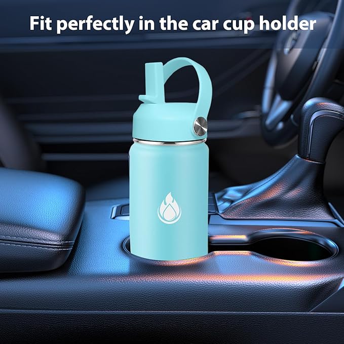 SENDESTAR Stainless Steel Wide Mouth Water Bottle 24oz Double Wall Vacuum Insulated Leak Proof Bottle with New Flex Straw Lid & Spout Lid