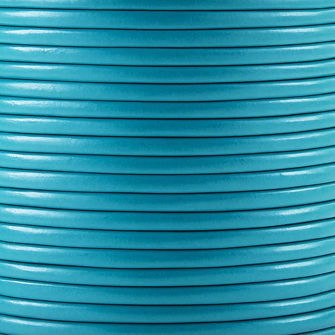 Mandala Crafts Round Genuine Teal Leather Cord for Jewelry Making – 2mm Cowhide Leather Rope String Lace for Kumihimo – 20 Yards Cowhide Craft Cording Spool