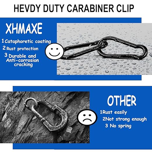 40PCS M4 Heavy Duty Carabiner Clip, 1.57Inch Snap Hook Quick Link Small Carabiner Clips,Spring Link Buckle for Fishing Camping Hammock Dog Leashes-110LBS Holding Capacity (Black)