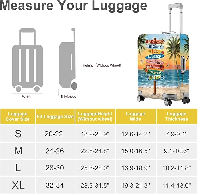 ANNA QUEEN Beach Quote Luggage Cover, Inspirational Summer Travel Suitcase Protector for 32-34 Inch Bags