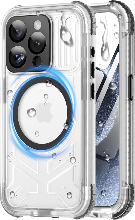 for iPhone 15 Pro Waterproof Case with Magsafe, Built-in [Camera & Screen Protector] [Lanyard], IP68 Water Proof Full Body Dustproof Heavy Duty Frosted Protective Phone Cover, 6.1" Black