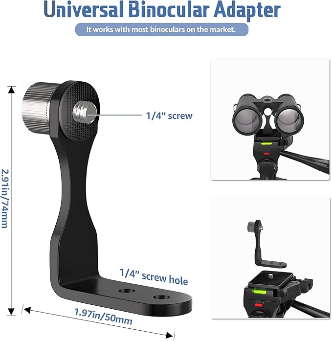 Binocular Tripod, 72” Spotting Scope Tripod Stand with Binocular Adapter and 2 QR Plates, Travel Camera Stand with Phone Holder/Carry Bag, Compatible with Binoculars/Spotting Scope/Camera/Phone