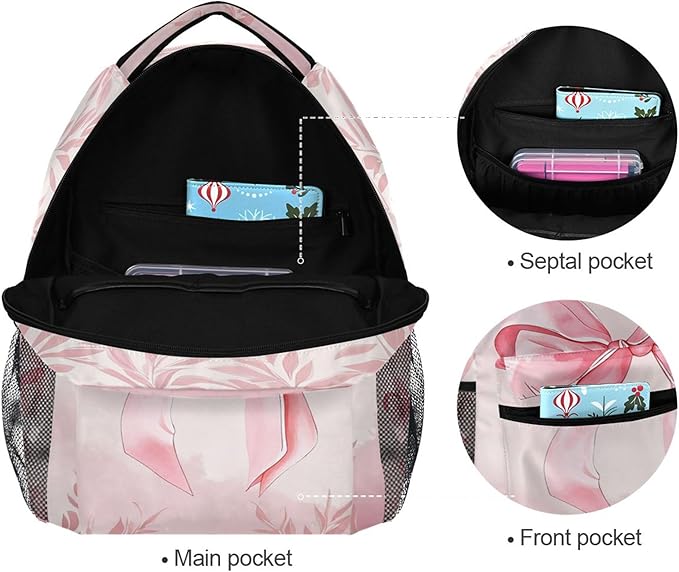 Wamika Pink Bow Girls Backpack Cowgirl Boots School Backpacks Boys Kids Preschool Book Bag