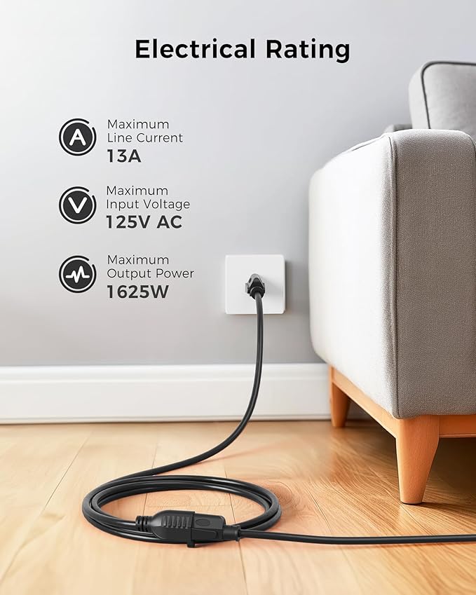 [ETL Listed] Cable Matters 16 AWG Heavy Duty 13A Power Extension Cord - 20ft, 3 Prong Power Cord Extension, NEMA 5-15P to NEMA 5-15R, Black