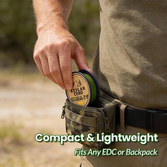 9KM DWLIFE Camo Green Kevlar Cord, High Strength, Ultralight, Abrasion Resistance for Trip Wire, Saw, Model Rocket, Hammock Tarp Ridgeline, Camping，Tactical Survival