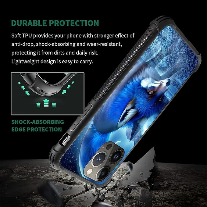 for iPhone 12 Pro Max Case, Snowy Mountain Fox Lake Pattern Graphic Design Girl Boy Soft Silicone Hard Acrylic Shock Protection for iPhone 12 Pro Max