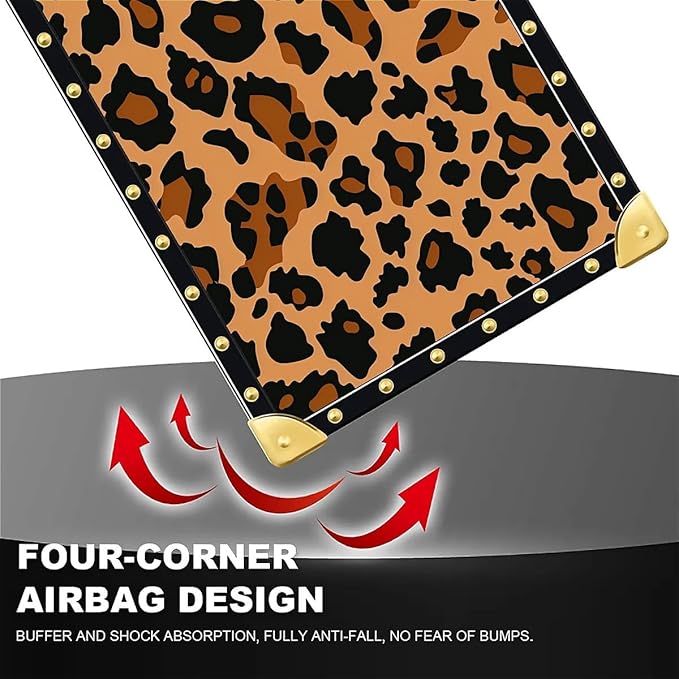 Compatible with iPhone 16 Plus Case, Brown Leopard Texture Luxury Golden Decoration for Girl Women Soft TPU Shockproof Protective Hard PC Back