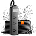 VNJ IPX6 Waterproof Outdoor Surge Protector Power Strip, 3AC Outlets 15FT Cord with On/Off Power Switch Safety Lock ETL Certified for Patio Garden, ETL