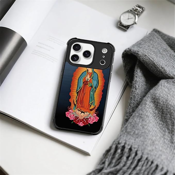 for iPhone 17 Pro Case,for MagSafe Graphic Design for Girl Boy Soft Silicone Hard Acrylic Shock Protection Designed for iPhone 17 Pro Red Virgen Guadalupe Pattern