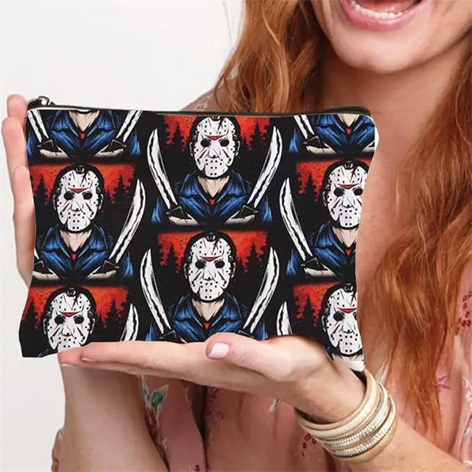 Horror Themed Makeup Bag with Zipper, Multi-Functional Portable Toiletry Bag for Travel, Vacation, Business, Fitness, Camping & Outdoor Use, Unisex Adult Gift, Playful Accessory (F0170)