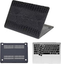 Printed Case for MacBook Air M1 13 inch 2020 2019 2018 Release (Model A2337 A2179 A1932),Aesthetic Hard Shell Case Cover & Keyboard Cover for Laptop Air 13.3",Black Crocodile Skin