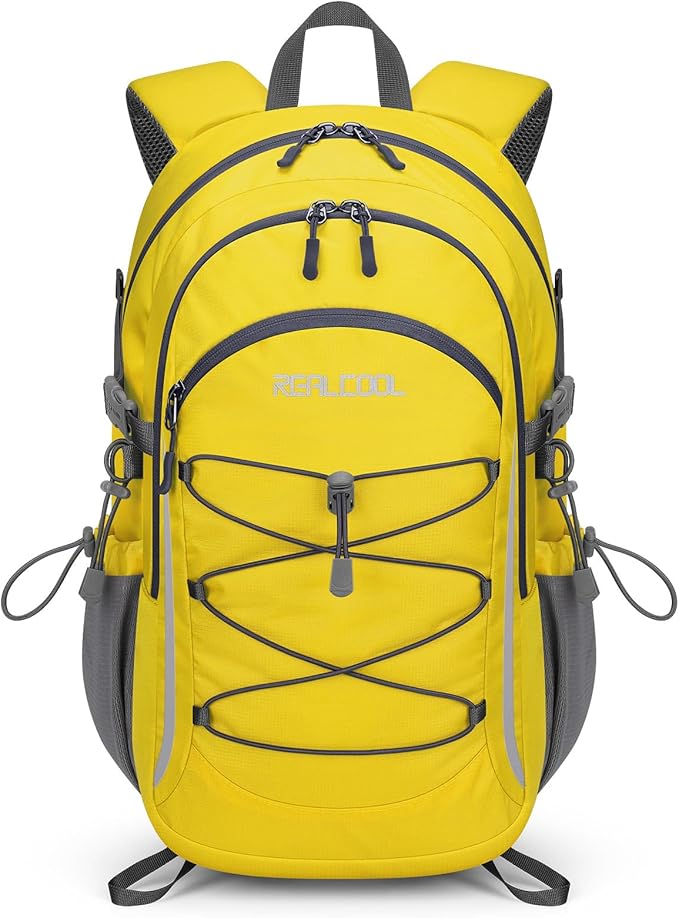 RealCool Hiking Backpack for Men Women,20L Lightweight Waterproof Travel Camping Backpack Hiking Daypack for Cycling Running,Yellow