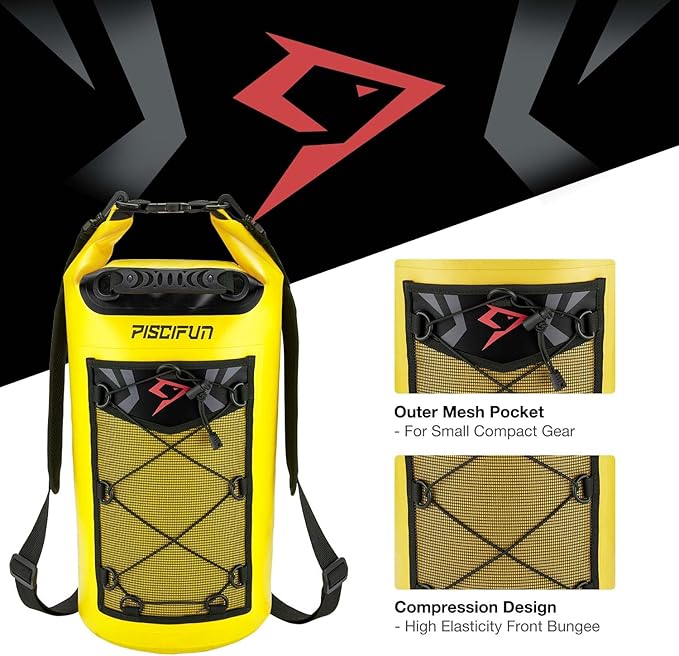 Piscifun Dry Bag, Waterproof Floating Backpack 10L/20L/30L/40L with Waterproof Phone Case for Boating, Kayaking, Fishing