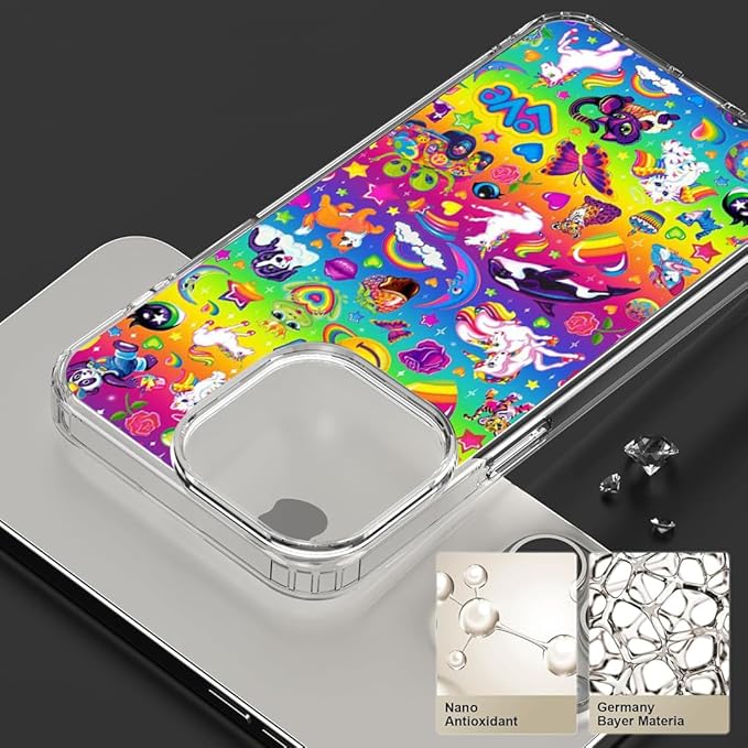 Generic Phone Case Pattern Pc Vomit Bumper Lisa Scratch Frank Cute Rainbow TPU Y2k Accessories Collage Compatible with iPhone 13 Pro Anti-Scratch Clear Transparent