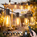 Minetom 37FT Outdoor String Lights with Remote, 11+1 Shatterproof ST38 LED Bulbs, Waterproof Patio Lights with 3 Modes, Dimmable & Connectable 2700K Hanging Lights for Backyard Porch Deck Balcony
