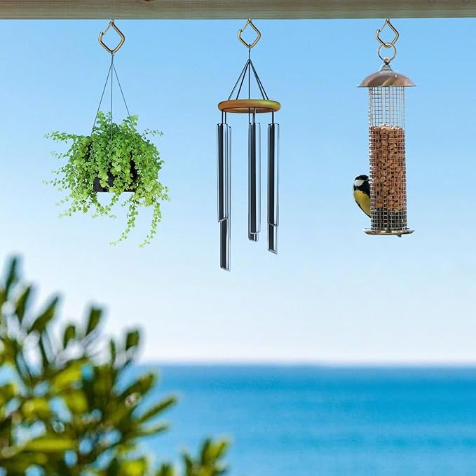 60 Pcs Bronze Eye Hooks Screw Heavy Duty,Ceiling Hooks for Hanging Plants,String Lights,Cup,Wind Chime,Bird Feeders. Plant Hanger Indoor&Outdoor