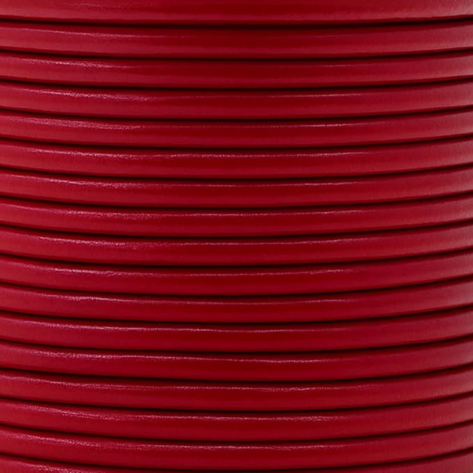 Mandala Crafts Round Genuine Burgundy Leather Cord for Jewelry Making – 1.5mm Cowhide Leather Rope String Lace for Kumihimo – 20 Yards Cowhide Craft Cording Spool